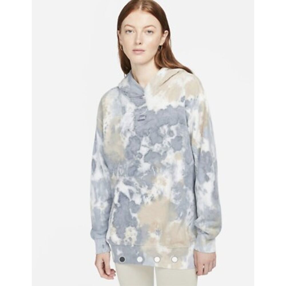 Nike Seasonal Classics Pack Tie Dye Hoodie Embroidered Gray Womens Small Workout